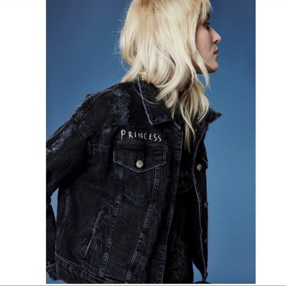 Taylor Hill x JOE’S JEANS Princess Black Distressed Denim Cropped Jacket EUC M - Picture 1 of 12